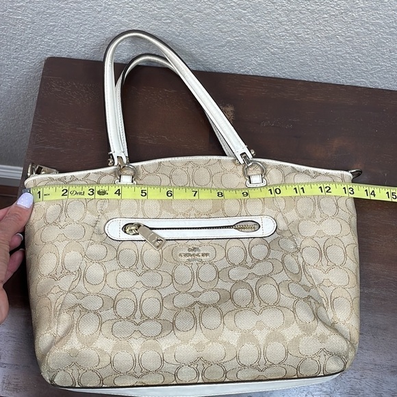 Coach Prairie Signature Jacquard Satchel Light Gold Light Khaki Chalk 36311 - Picture 12 of 14